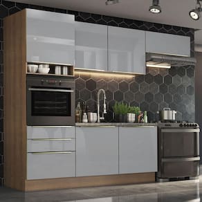 Cozinha Completa Madesa Lux com Armário e Balcão 6 Portas 3 Gavetas - Rustic/Cinza