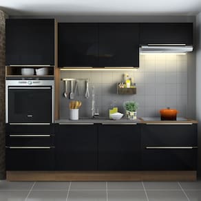 Cozinha Completa Madesa Lux com Armário e Balcão 6 Portas 5 Gavetas - Rustic/Preto