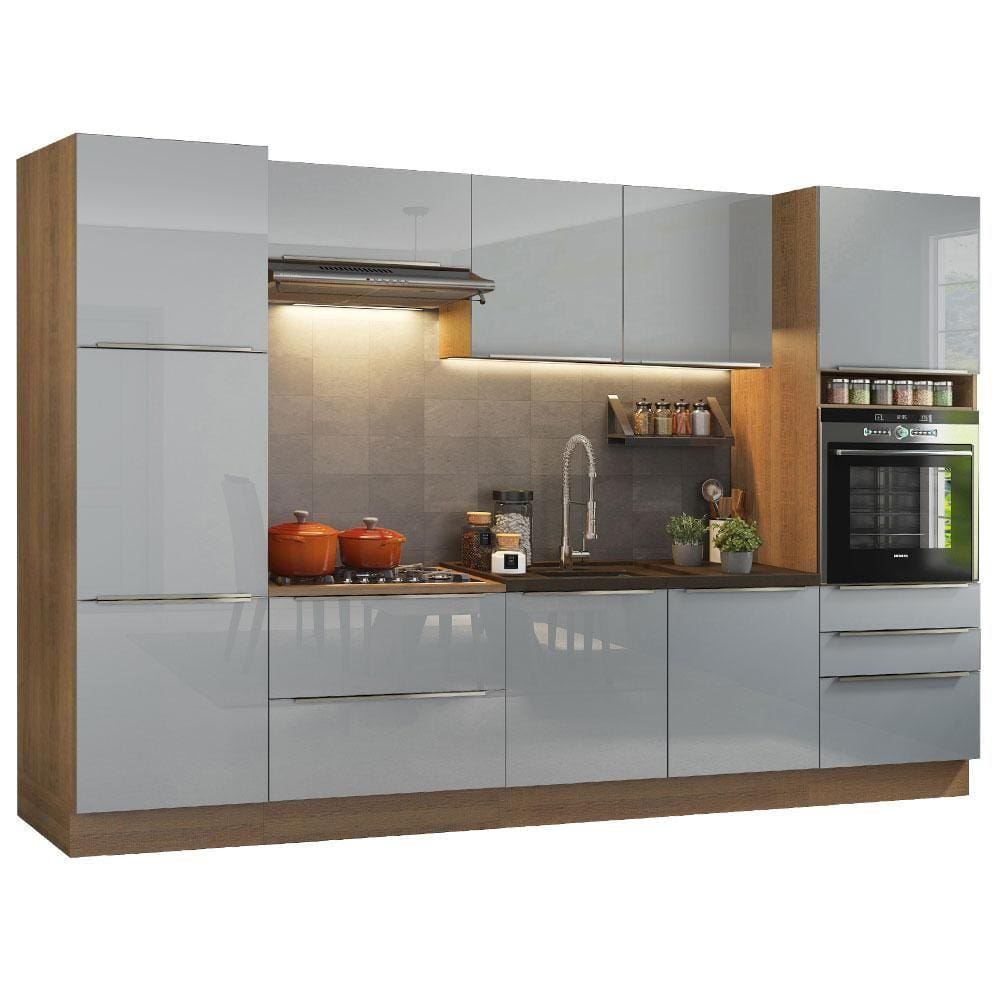 Cozinha Completa Madesa Lux com Armário e Balcão 9 Portas 5 Gavetas - Rustic/Cinza