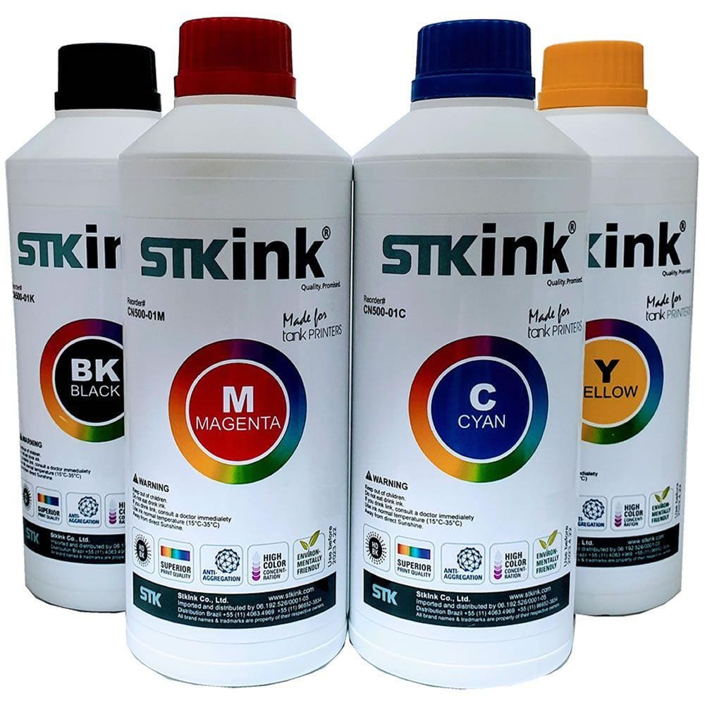 Tinta STK GT51 GT52 GT5810 GT5820 GT5822 416 116 316 412 para Smart Tank HP - 500ml Black + 3 x 250ml Color