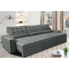 Sofá Retrátil e Reclinável 3,82m com Molas Ensacadas Cama Inbox Gold Tecido Suede Velusoft