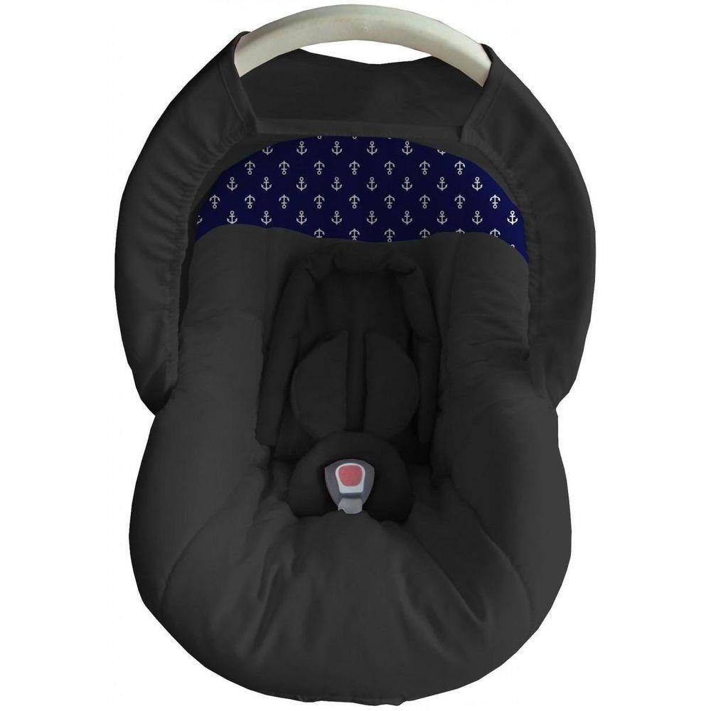 Capa Bebê Conforto Capota Protetor Cabeça Preto Com Ancora
