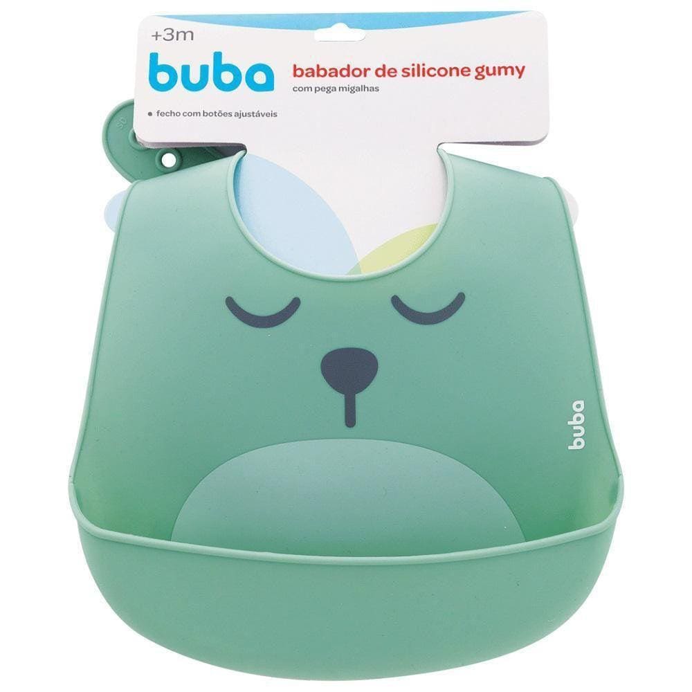 Babador de Silicone com Pega Migalhas Gumy Verde - Buba Baby