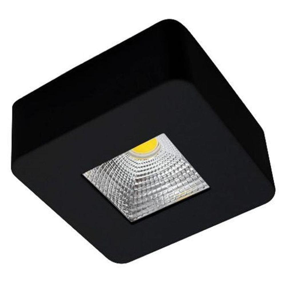 Spot Sobrepor Plafon Quadrado 3000K 5W Bivolt Preto