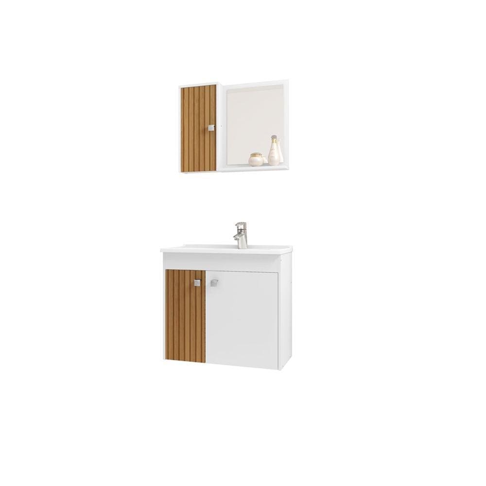 Conjunto Para Banheiro Munique Branco Ripado – Bechara Móveis
