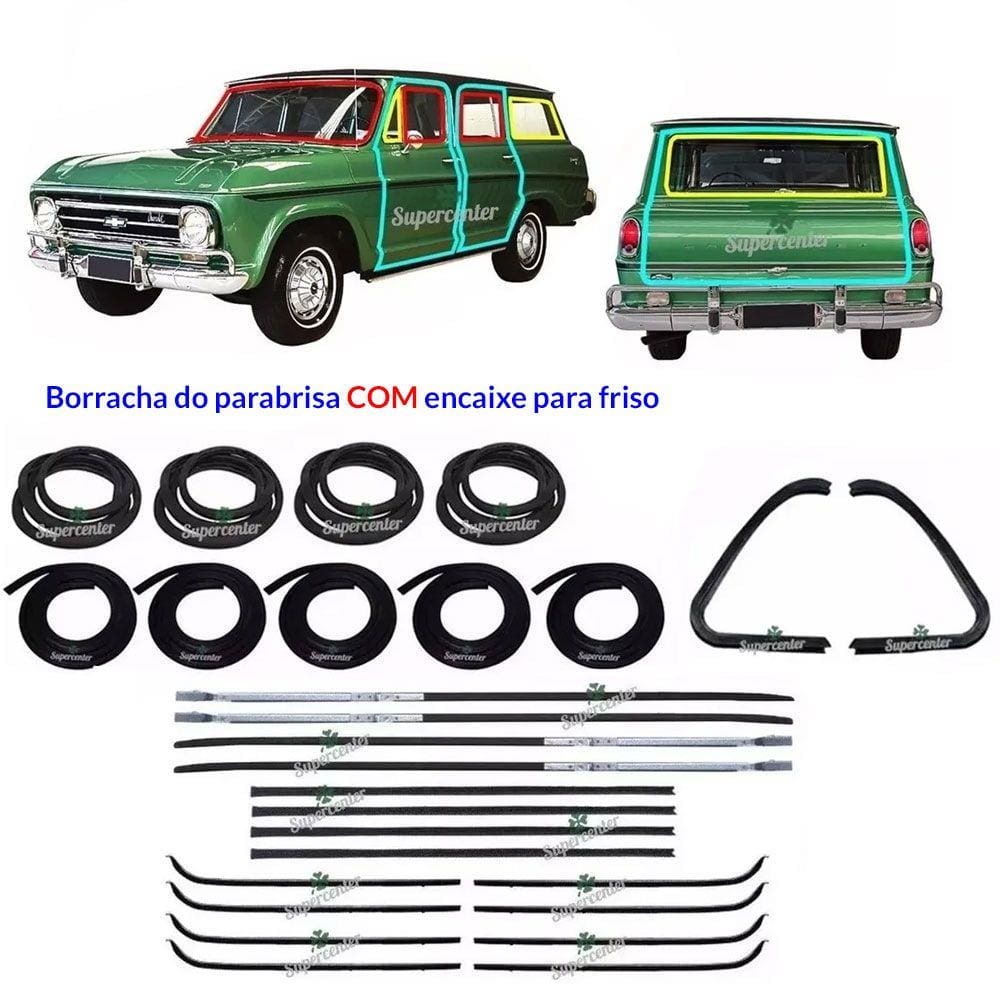 Kit Restauração Borracha Porta Canaleta Parabrisa Veraneio