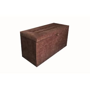 Recamier Puff Baú Em Suede Solteiro 100% Mdf - Marrom Cacau