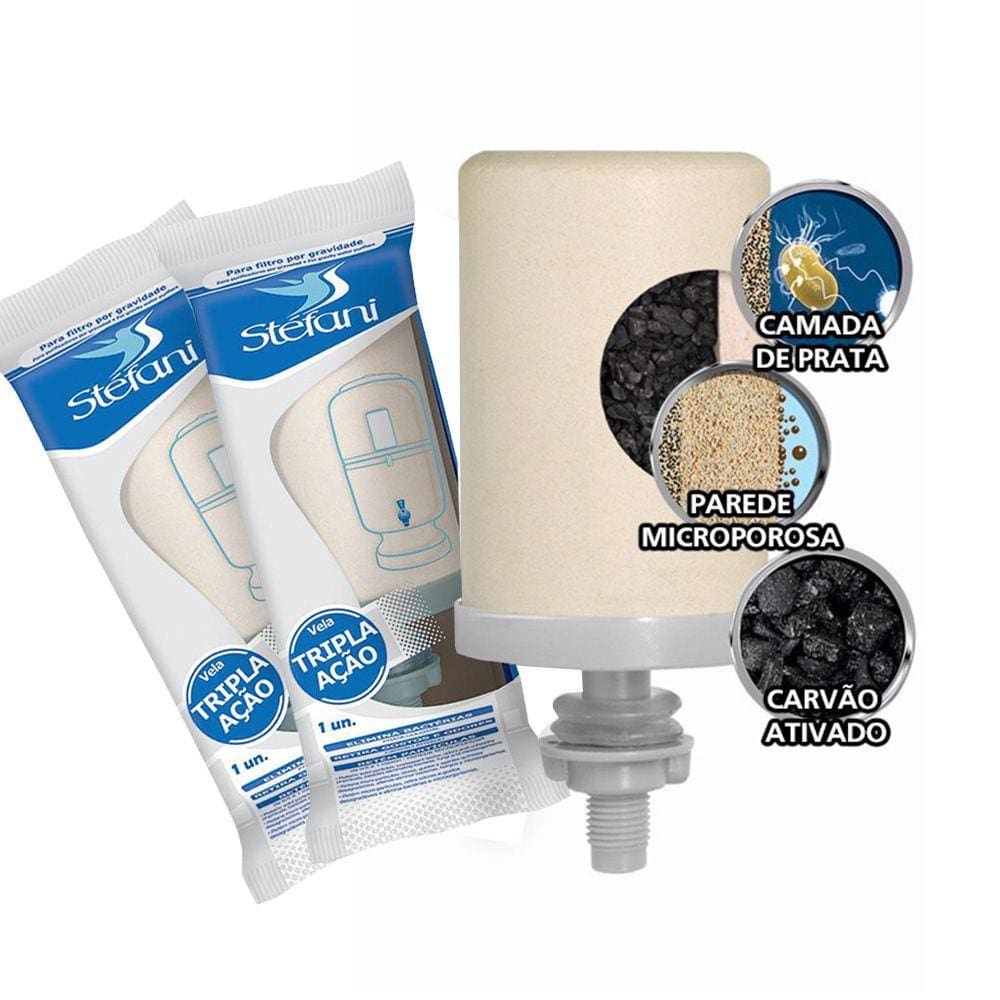 Kit 2 Velas Esterilizante Tripla Ação Stefani para Filtros de Barro