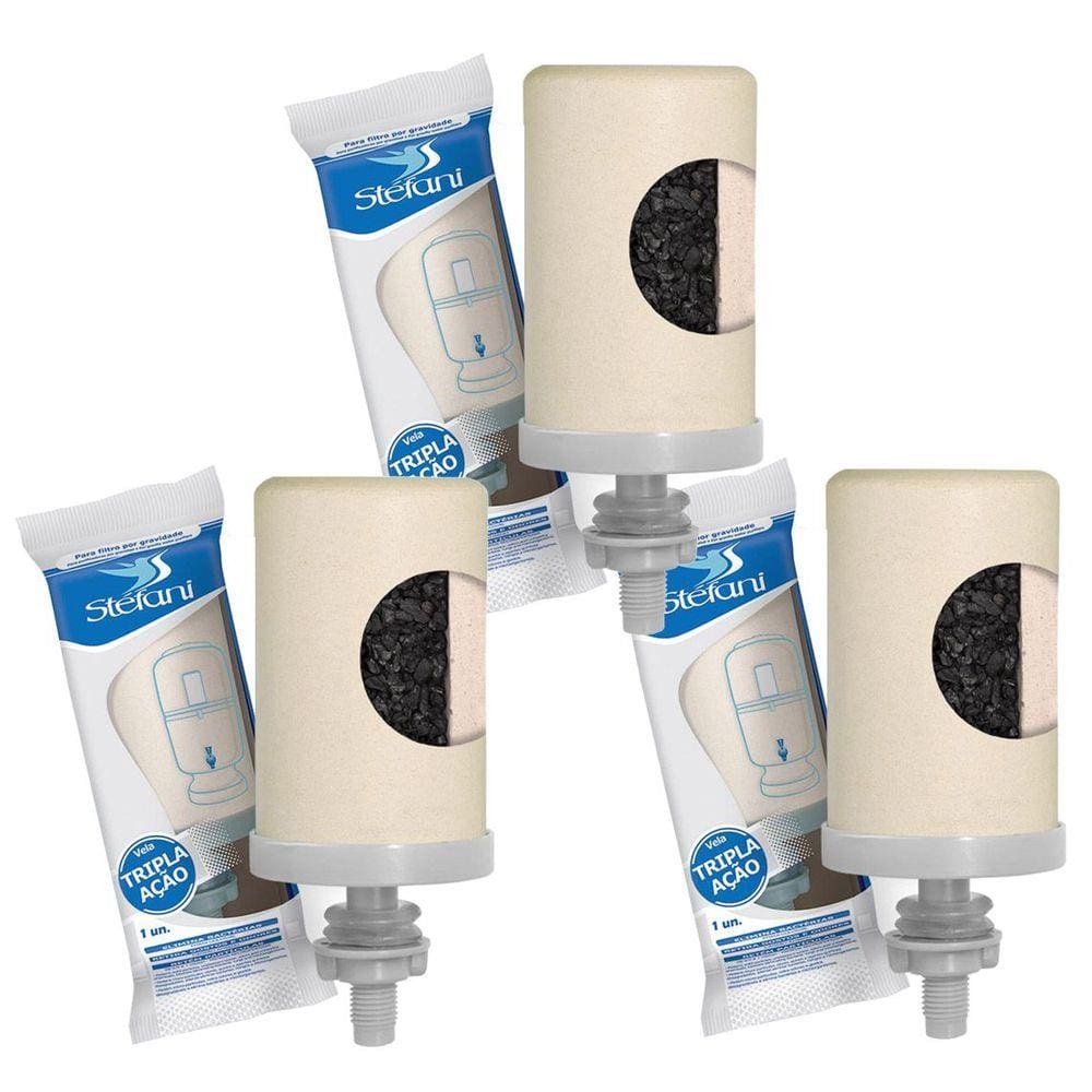 Kit 3 Velas Esterilizante Tripla Ação Stefani para Filtros de Barro