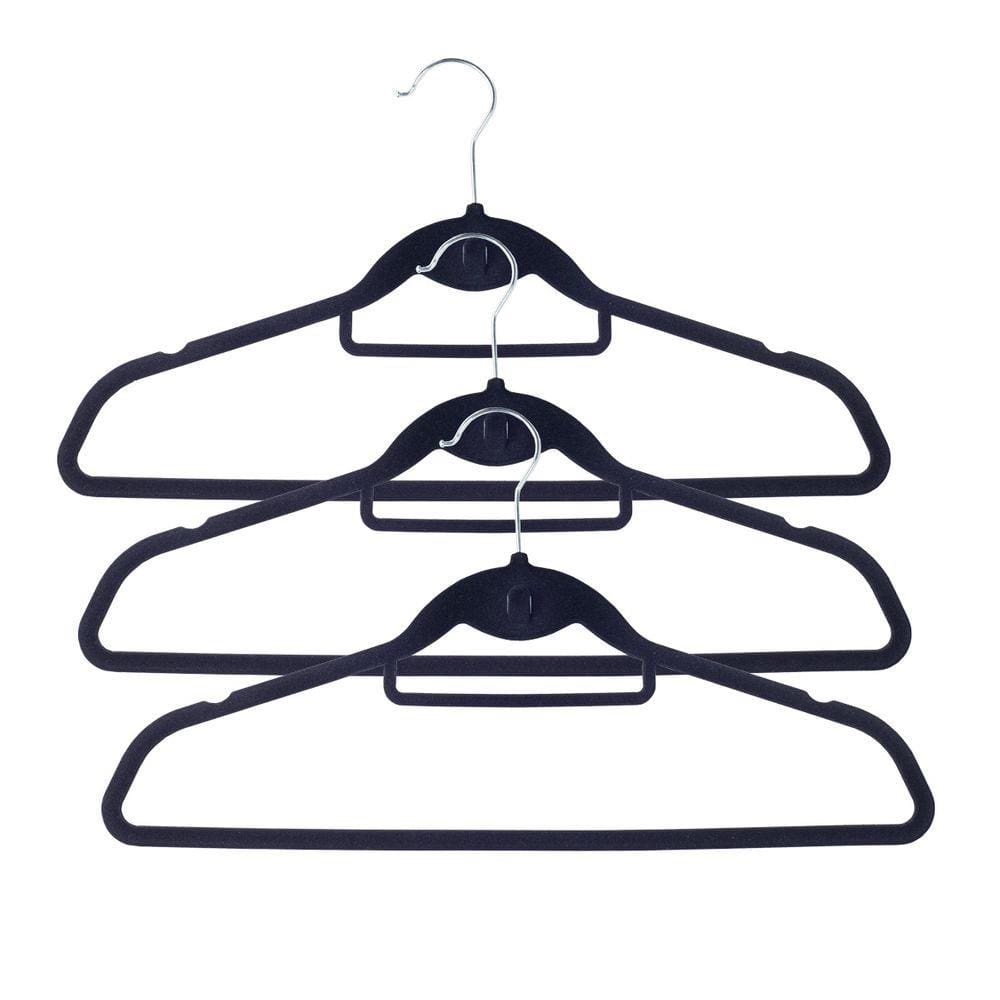 Kit De 24 Cabides De Veludo Preto - Oikos