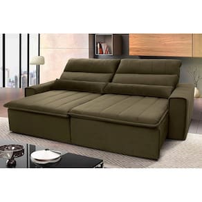 Sofá Retrátil Reclinável Patagônia 2,10m Suede Velut Bege c/ Molas no Assento - King House