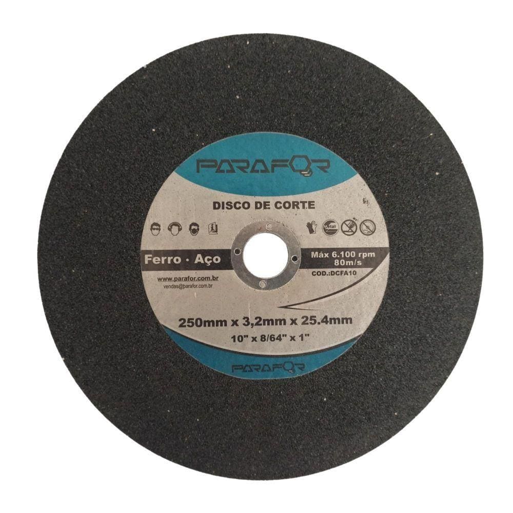 5 Discos de Corte Ferro e Aço - 10 X 7/8 (250 X 3.2 X 22mm)