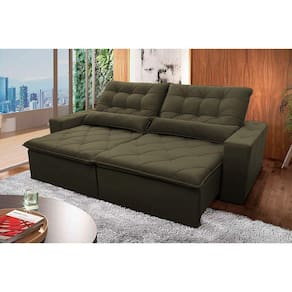 Sofá Retrátil Reclinável Islândia 3,00m Suede Velut Tabaco c/ Molas no Assento - King House