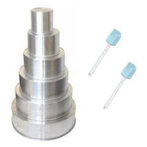 Conjunto Formas Assadeiras Redonda 6 Peças + 2 Espátulas Pvc