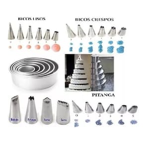6 Formas Para Bolo Redondas Altas 10cm + Bicos Bolo 24 Peças