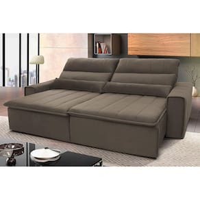 Sofá Retrátil Reclinável Patagônia 2,70m Suede Velut Tabaco c/ Molas no Assento - King House