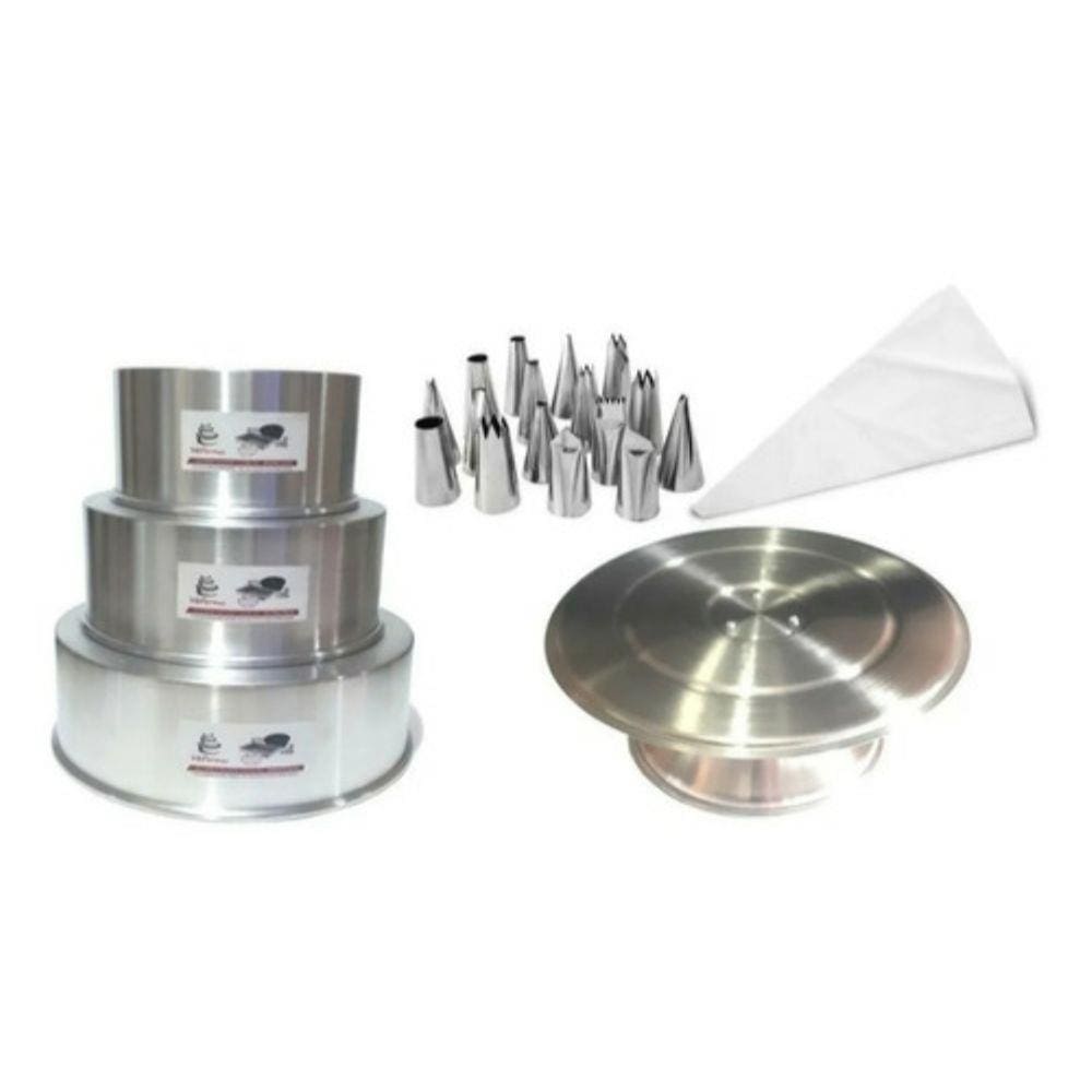 Kit Confeiteiro (3 Formas + Bailarina + 16 Bicos + Manga)