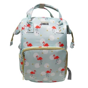 Mochila Maternidade Azul Claro Bolsa Bebe Flamingo Impermeavel