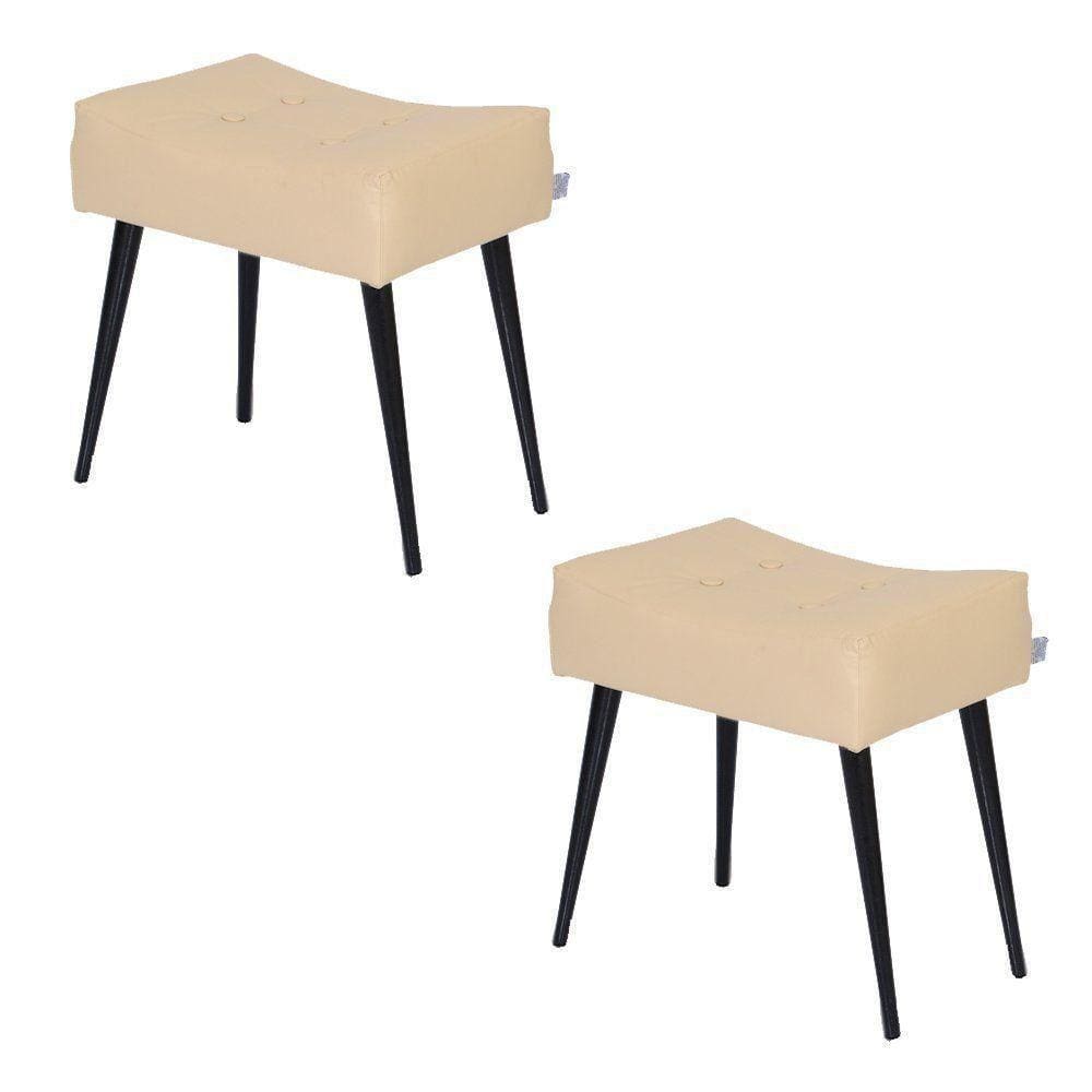 2 Puffs Banquetas Nobre Creme Preto Stay Puff