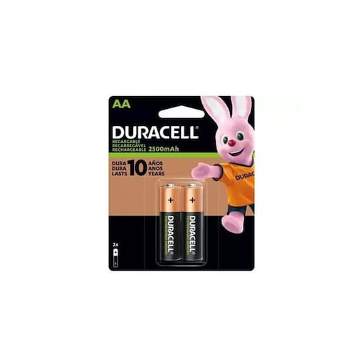 imagem-Pilha Recarregável AA Duracell 2500MAH Cartela Duas Unidades