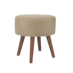 Puff Mônaco Suede Bege 4 Pés Palito