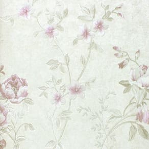 Papel de Parede Lavável Floral Lilás Claro, Cinza e Prata (Brilho e Leve Relevo)  + Cola Para Aplicação - Dolce Vita | 94484
