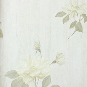 Papel de Parede Lavável Flores Bege e Amarelo (Glitter e Leve Relevo) + Cola Para Aplicação - Dolce Vita | 94582