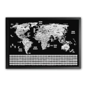 Mapa Mundi De Raspar Raspadinha Bandeiras 73X50 Com Moldura