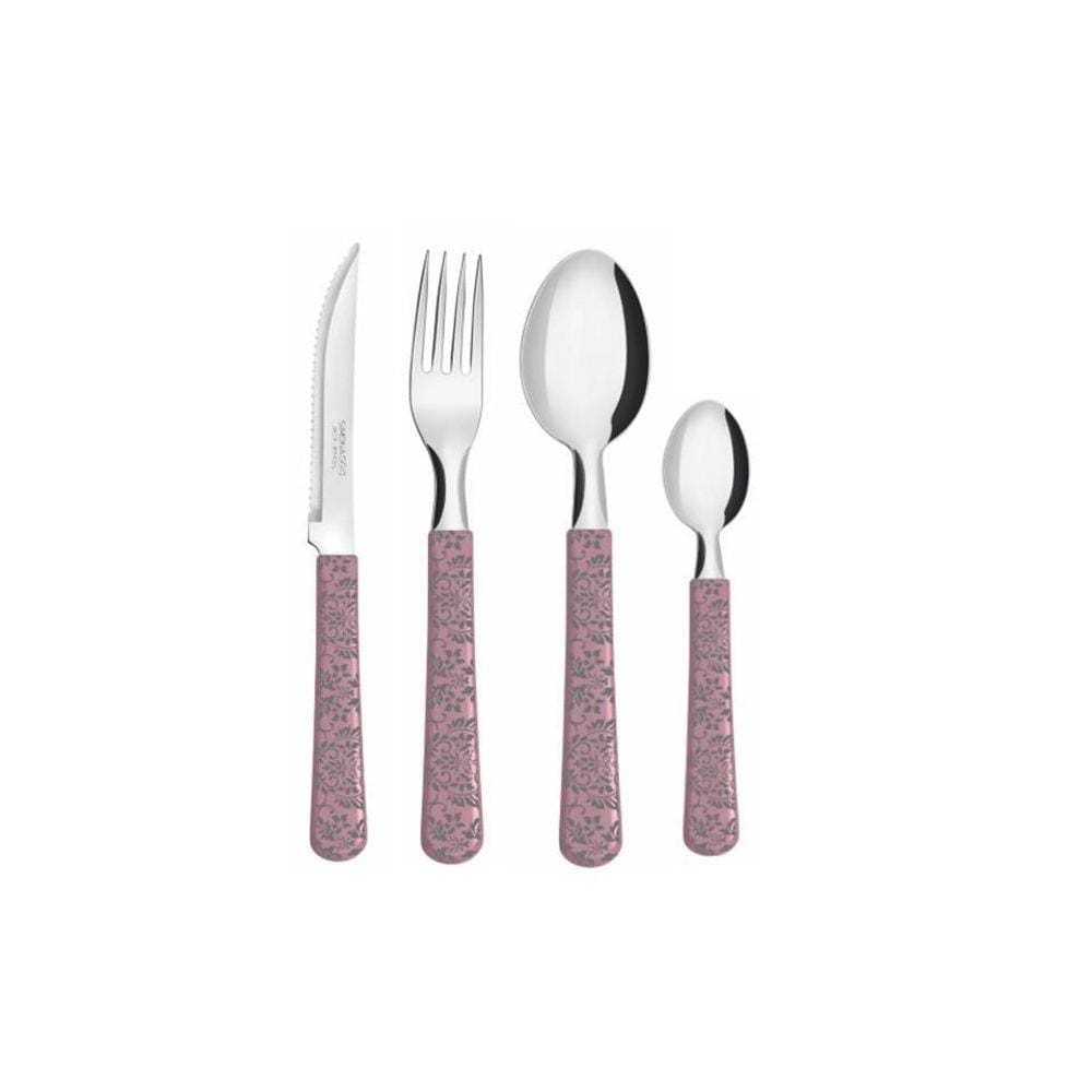Conjunto de Talheres com Pote Simonaggio Sintonia DeCor Provençal - 25 Pçs - Rosa