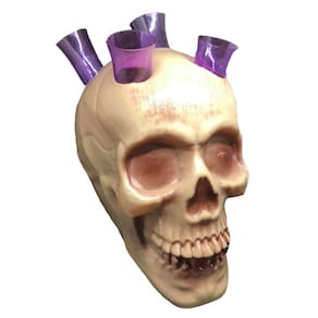 Caveira com Tubos de Ensaio Roxos para Colocar Drinks