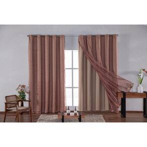 Cortina Blackout PVC com Tecido Voil Xadrez 2,80 m x 2,30 m