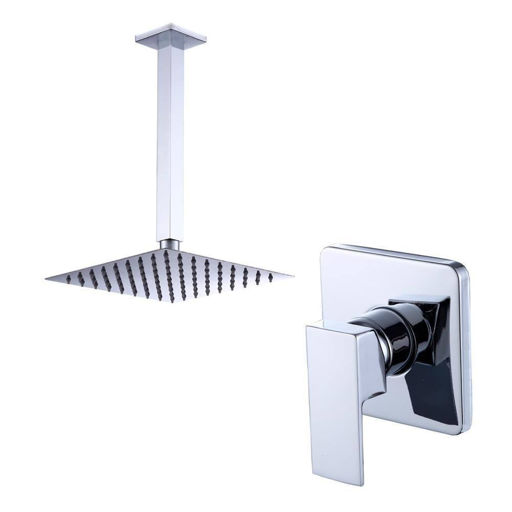 Kit Ducha Chuveiro Slim Prizi Quadrado 20x20cm de Teto com Braço + Misturador Monocomando Prizi