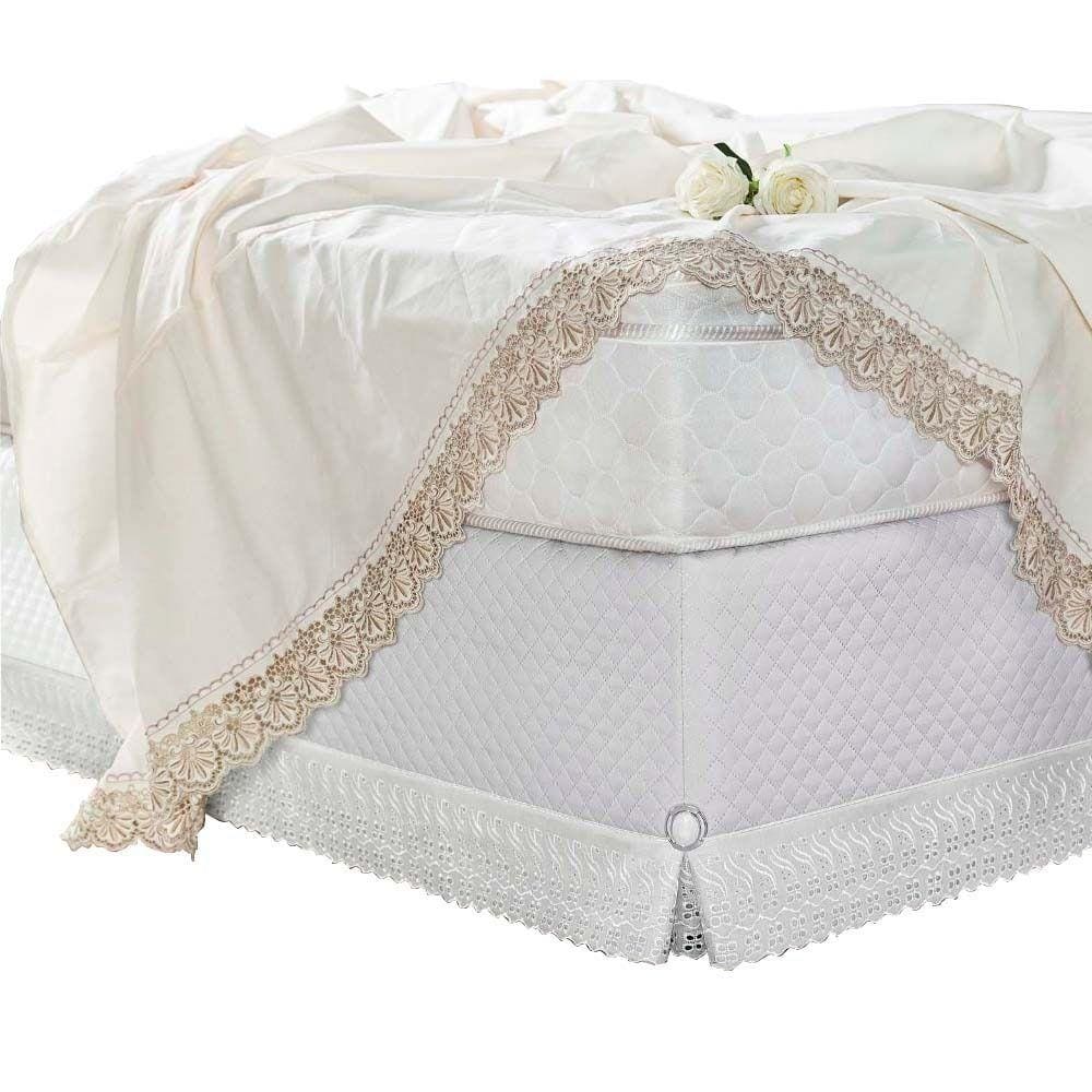 Saia de Cama Box Queen Paris Detalhe em Lese Branca