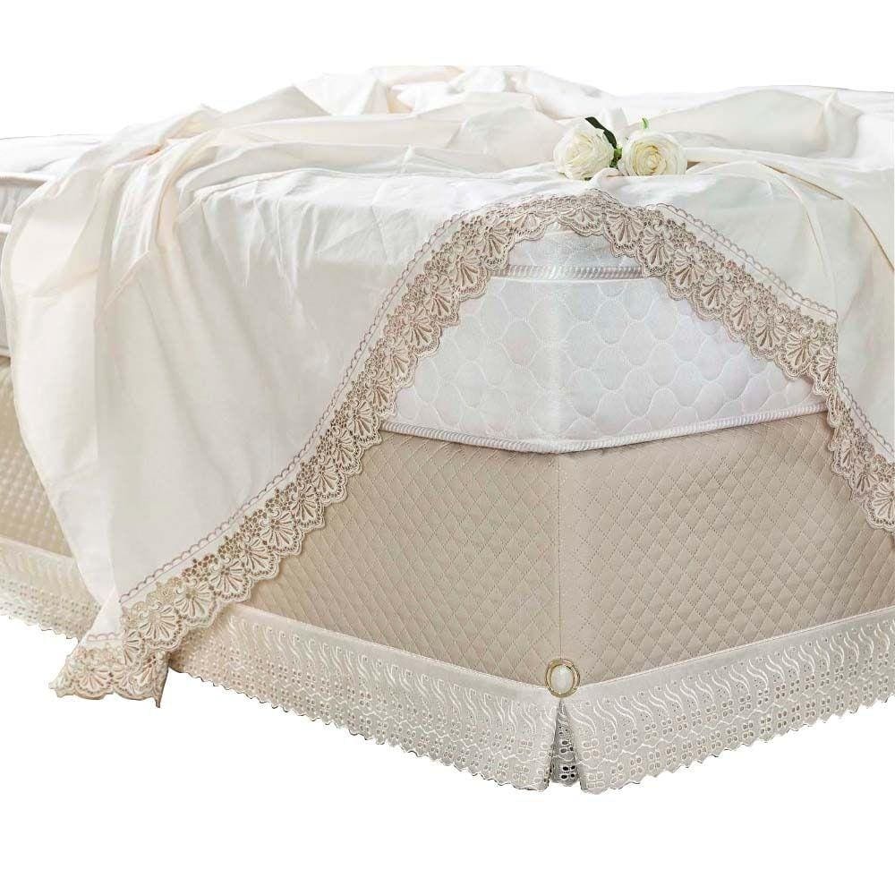 Saia de Cama Box Solteiro Paris Detalhe em Lese Fendi