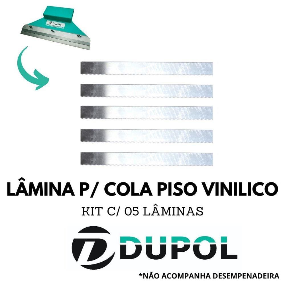 Kit 5 Lâminas Dentadas Cola Piso Vinílico (DA4) 28cm Aço