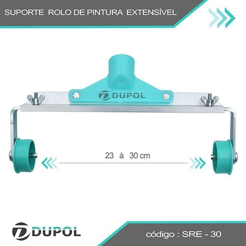 Suporte Rolo de Pintura Garfo Extensível 23 à 30 cm