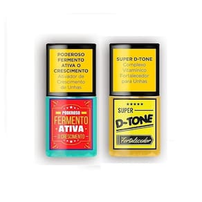 Kit Sos Unhas Base Fermento Ativa + D-Tone Fortalecedor