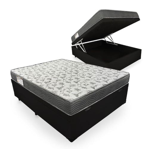 imagem-Cama Box Com Baú Casal + Colchão De Espuma D33 - Ortobom - ISO 100 138cm Preto