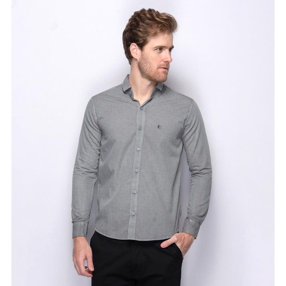Camisa Social Masculina Slim Teodoro Jacquard Luxo 50 Fios