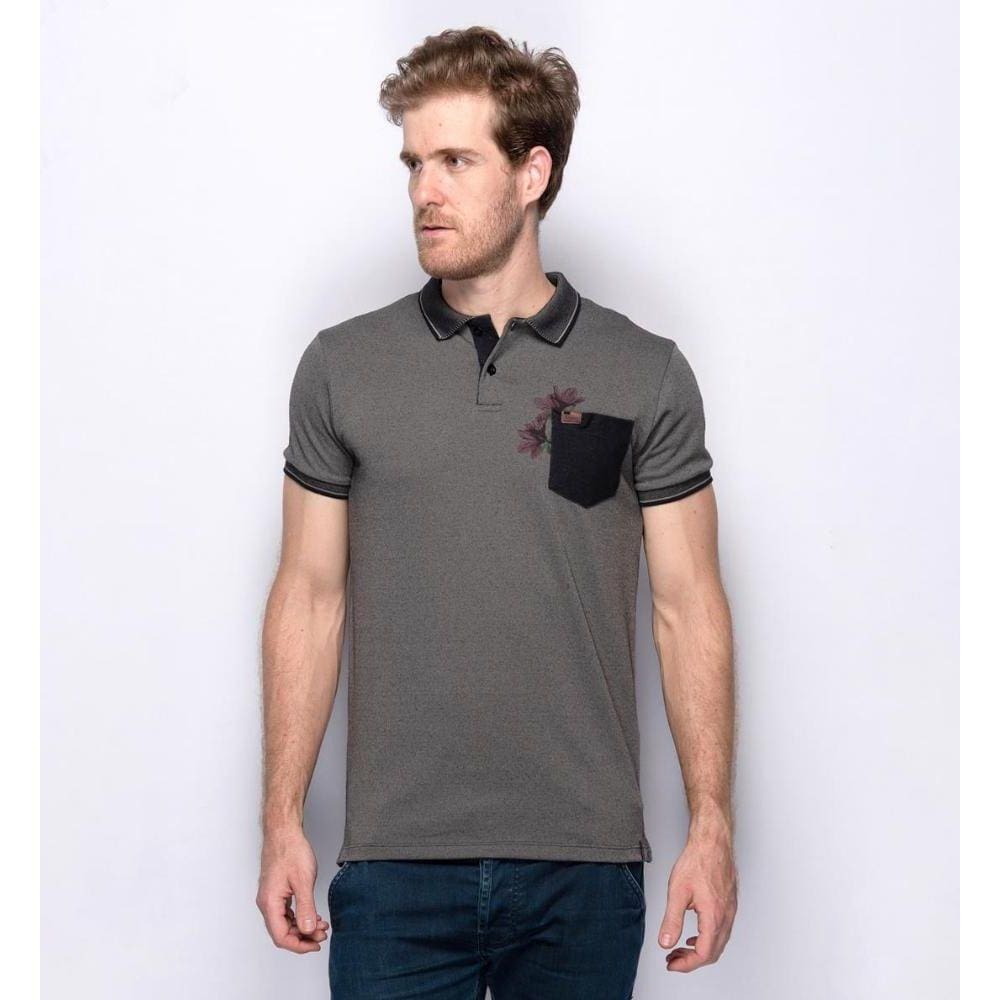 Camisa Masculina Polo Slim Teodoro Com Bolso Malha Aveludada