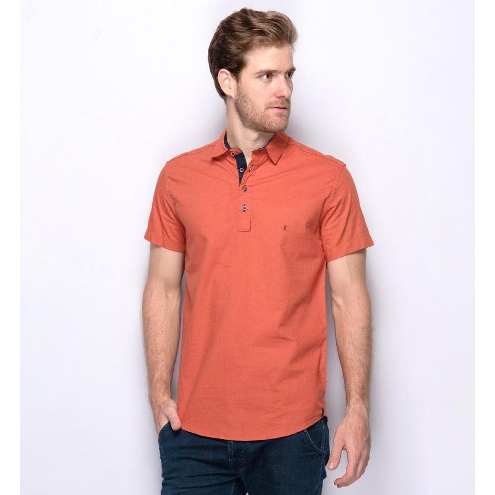 Camisa Social Masculina Manga Curta Teodoro Linho Arrojada