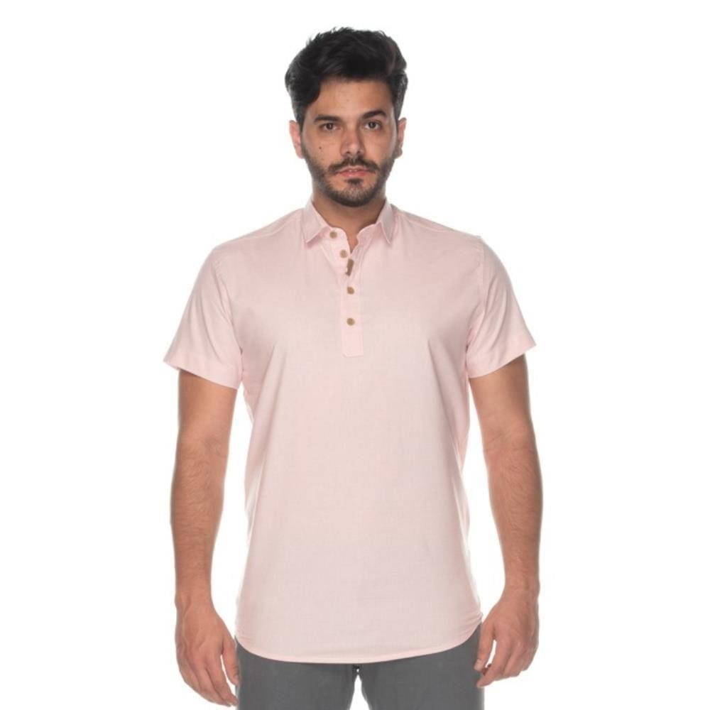 Camisa Social Teodoro MC Slim Fit Masculina Algodão Casual