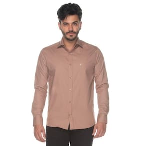 Camisa Social ML Teodoro Slim Masculina Algodão Lisa Luxo