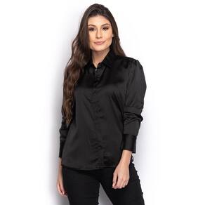 Camisete Social Feminina Manga Longa Cetim Luxo