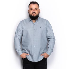 Camisa Social Plus Size Masculina Manga Longa Casual