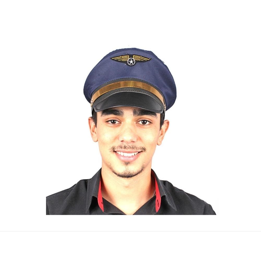 Chapeu Quepe De Aviador Luxo Piloto Azul Cosplay Festas