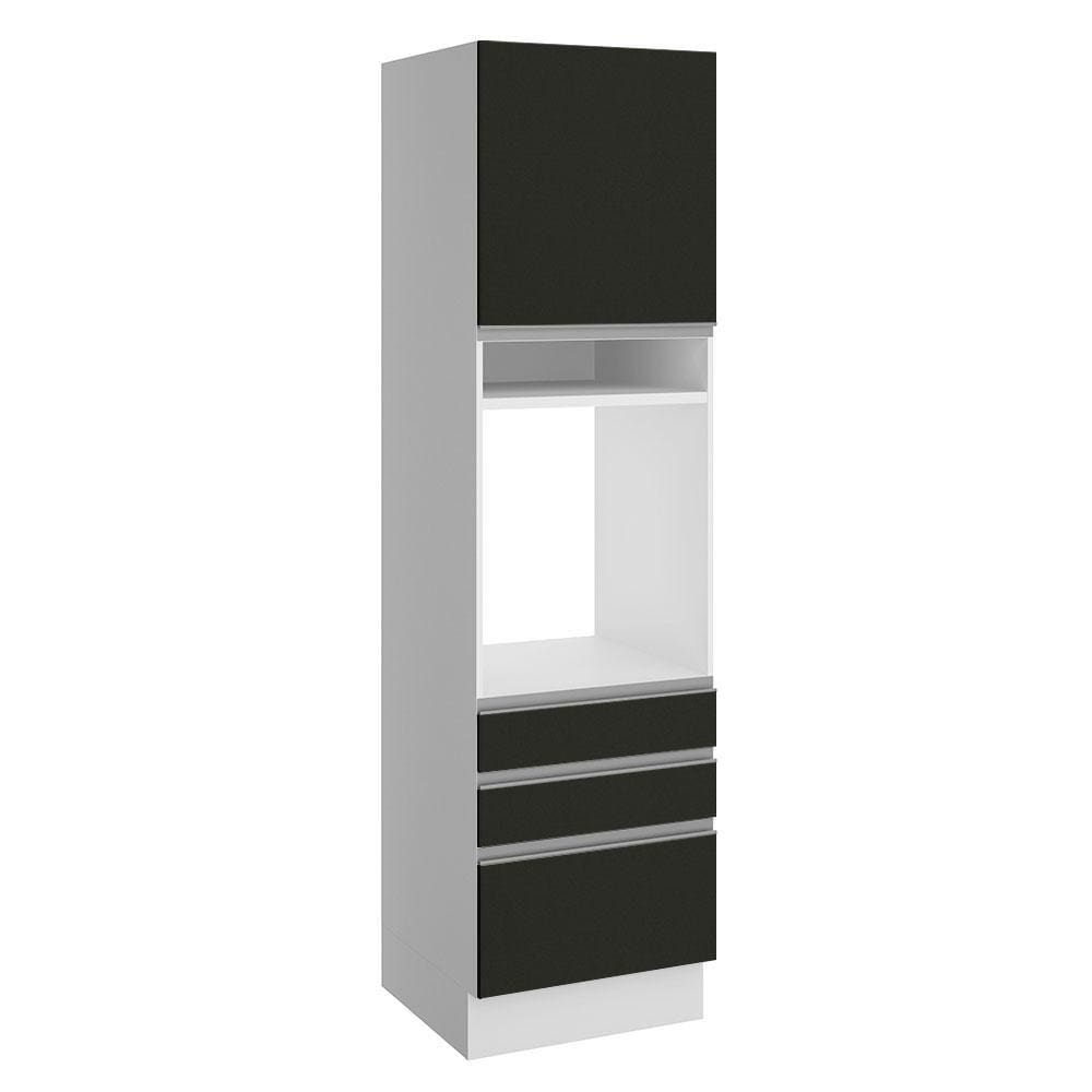 Torre Quente Madesa Glamy 60 cm 1 Porta 3 Gavetas - Branco/Preto