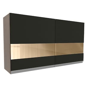 Armário Aéreo Madesa Glamy 120 cm 2 Portas com Vidro - Rustic/Preto