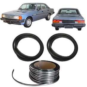 Kit Borracha Parabrisa Vigia + Friso Cromado Opala 4 Portas