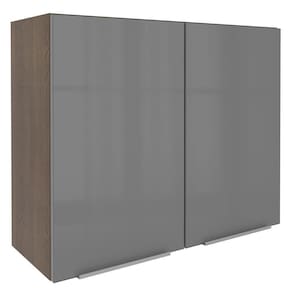 Armário Aéreo Madesa Lux 80 Cm 2 Portas Rustic/cinza